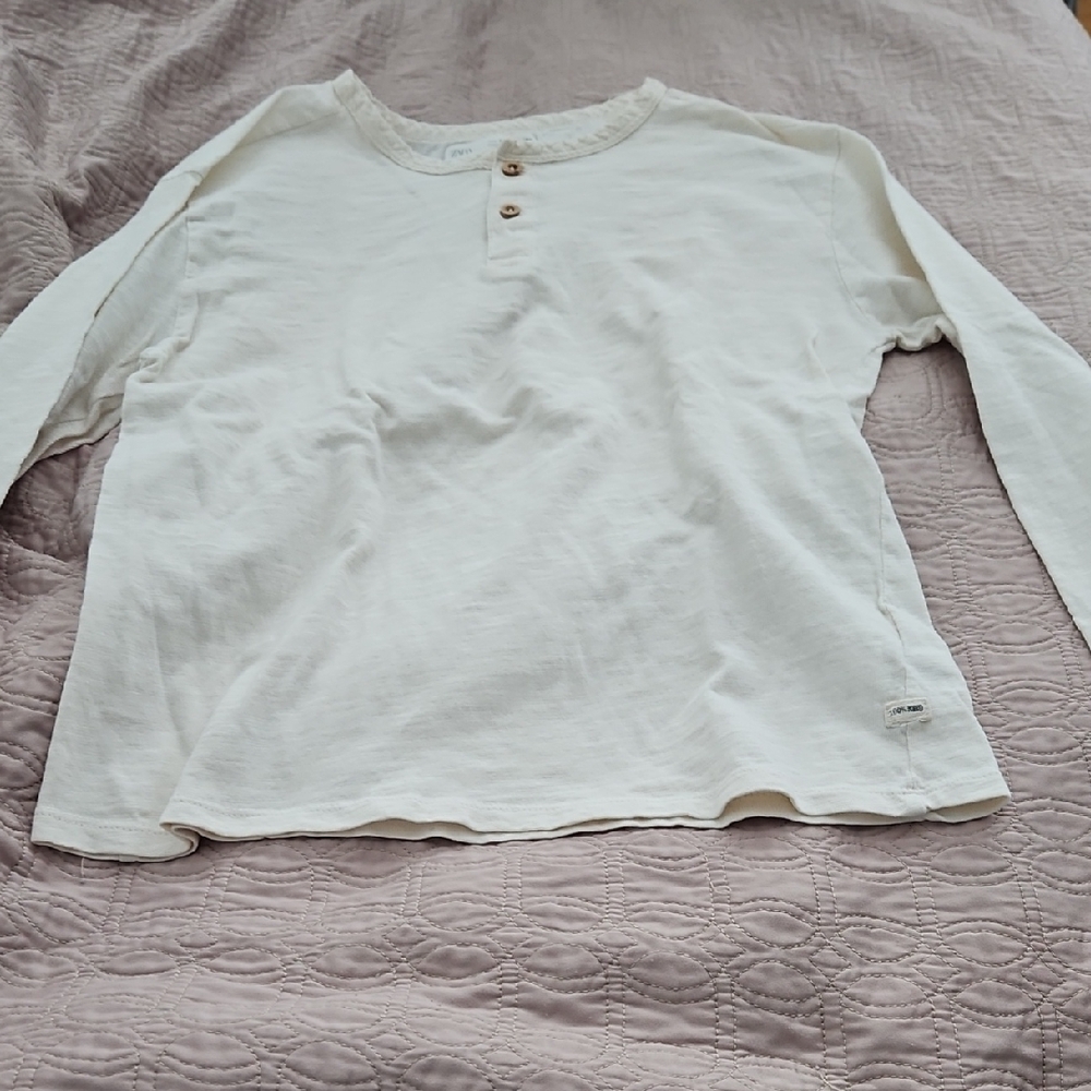 Zara Kids Cream Long Sleeve Shirt